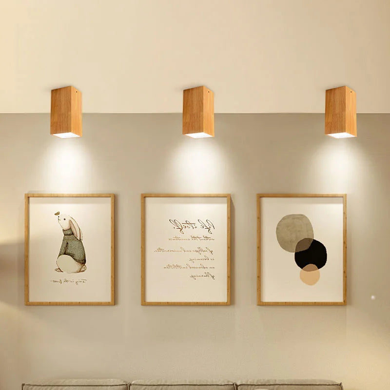 plafonnier led moderne carré en bois nordique downlight