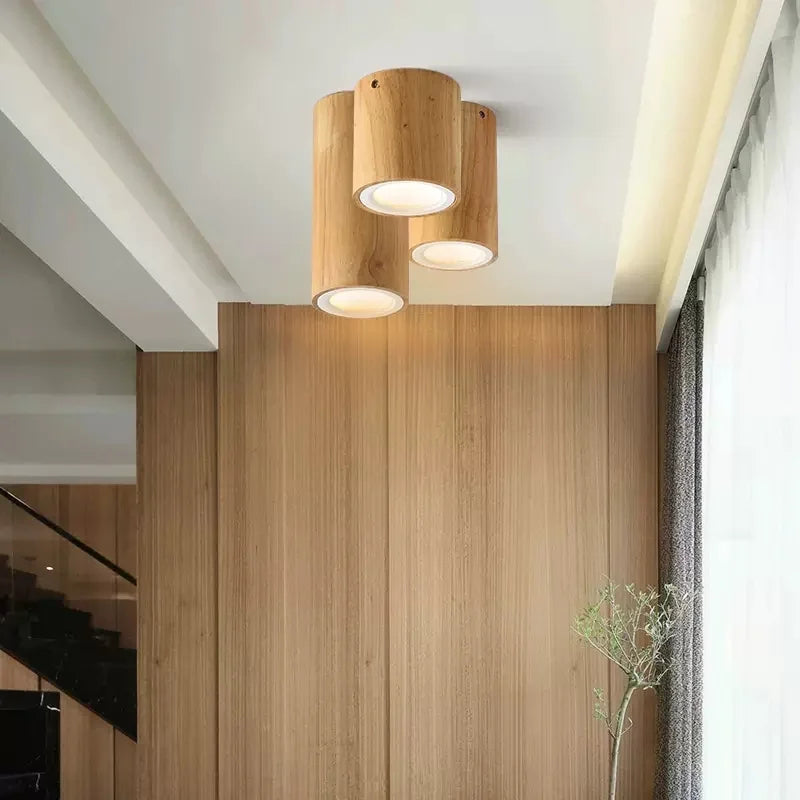 plafonnier led moderne carré en bois nordique downlight