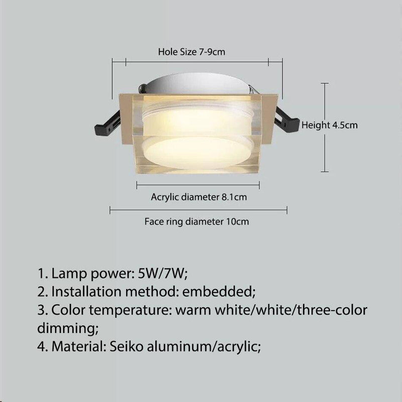 Spot design carré LED style chromé